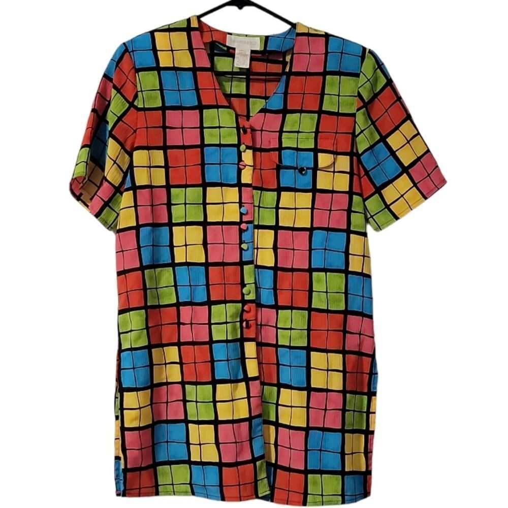 Vintage Color Block Blouse